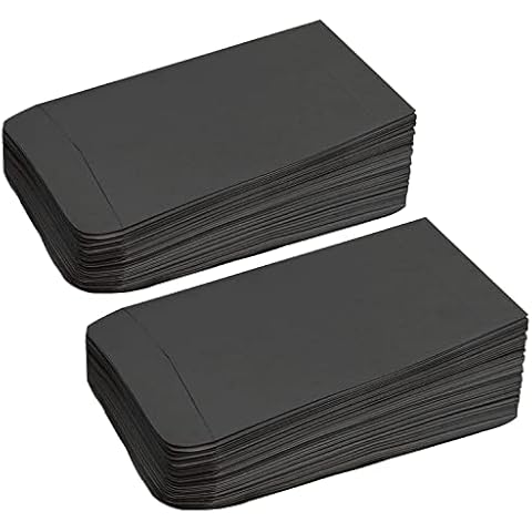 100Pcs Small Black Envelopes, Mini Seed Envelopes Seed Packets Kraft Paper Coin Envelopes Money Envelopes for Wages, Seeds, Coins, Beads or Stamps(10x6cm/3.9x2.4inch) Cover