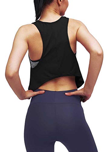 Mippo Workout Crop Tops for Women Active Wear Women's Tops Athletic Tank Tops Yoga Shirts Exercise Crop Top Fitness Tops Cute Cropped Tank Sexy Summer Clothes Black S