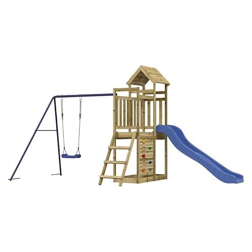 Torre da gioco in legno di pino impregnato – Robusto parco giochi all'aperto per bambini – Durevole e resistente alle intemperie – Ideale per giardino e cortile