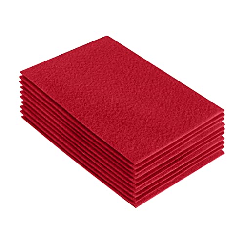 FabricLA Acrylic Felt Fabric Sheets for Crafts | Precut 9" X 12" Inch (20 cm X 30 cm) Felt Squares | Felt Fabric Sheets for DIY Crafts, Hobby, Costume, and Decoration | Red, 10 Pieces