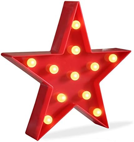 Marquee Light Star Shaped LED Plastic Sign-Lighted Marquee Star Sign Wall Décor Battery Operated (Red)