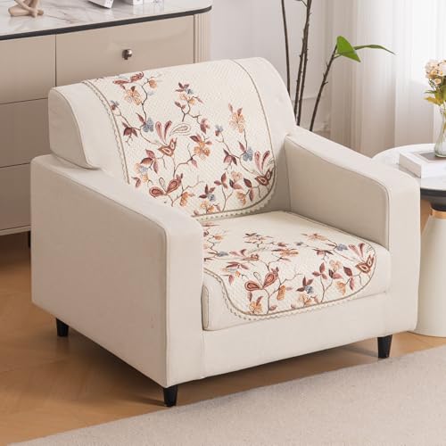 Image of HOKIPO HeavenHue Sofa Cover 1 Seater for Seat & Back, Autumn Whisper