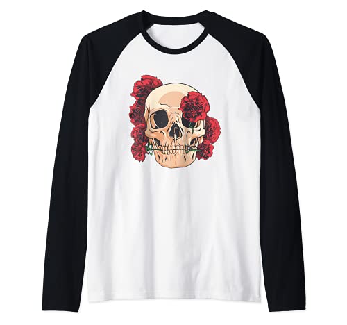 Roses et crâne Roses vintage tête de mort Rock Manche Raglan Cover