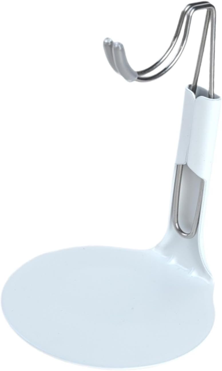 Mini Action Figure Stand Metal Holder Adjustable Display Organizer with Round Base Suitable for Collection Desk Office Doll Model, White, M