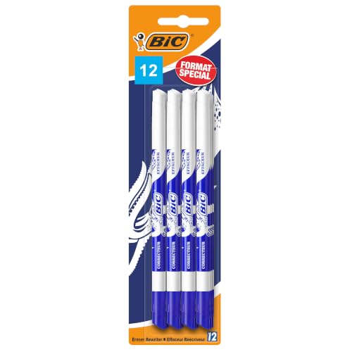 BIC Tintenkiller 12er Pack Dual Tip Tintenlöscher mit Korrekturstift schmierfrei löschen & überschreiben Schule Büro Home Office InkEater