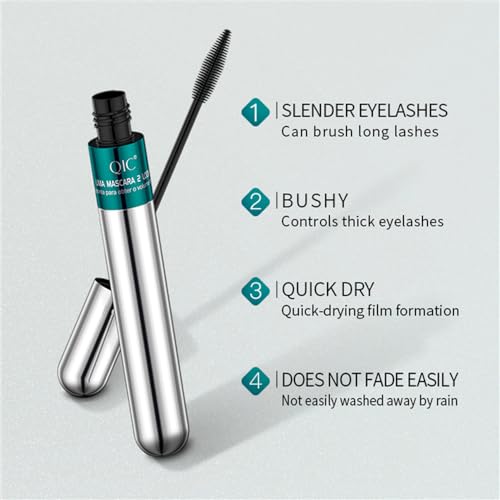Doppelendiger 4D-Seidenfaser-Wimperntusche, 2 in 1 Wimperntusche für natürlichen Verlängerungs- und Verdickungseffekt, wasserdichte extra lange Wimpern, dicke, voluminöse Wimpern, lang anhaltend