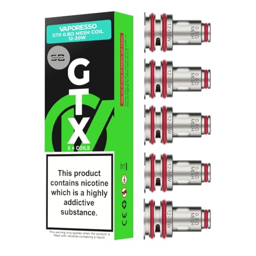 Vaporesso GTX Coils [0.8] - 5 Pack - Available in 0.2 0.3 0.4 0.6 0.8 - Compatible with Target Luxe GTX Swag Armour Gen Series - No Nicotine