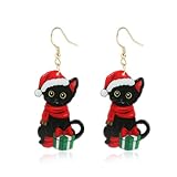 ecozran Cute Christmas Earrings for Women Festive Cat Socks Grinch Charm Fun Dangle Earrings for Holiday Parties Xmas Gifts Everyday Wear (E)