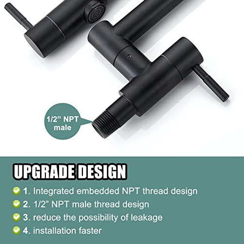 Heyalan Matte Black Pot Filler 19 Inch Wall Mount Folding Stretchable Kitchen Restaurant Faucet Stainless Steel Pot Filler With Double Joint Swing Arm Single Hole Two Handles Commercial Npt #TOP3