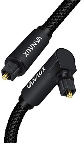 VANAUX Optical Cable 1m, 90 Degree Optical Audio Cable Digital Toslink SPDIF Audio Cable Compatible with Home Theater, Sound Bar, TV, PS4, Xbox, Playstation - Black
