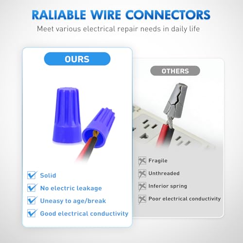 Image of Nilight 400PCS Blue Wire Connectors Kit 20-18 AWG Electric Wire Caps Insulating Insert Twist Electrical Wire Terminal with Spring for Connect Electrical Wiring Automotive Car Truck Boats Marine
