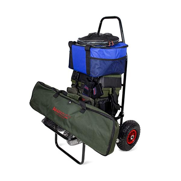 Sackkarre Trolley mit Luftbereifung - Klappbarer Transportwagen fÃ¼r Angler, Camping & Garten - Faltbar, stabil & belastbar bis 100â¯kg - OneSize - Schwarz – Bild 4