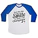 Start The Day with A Smile and Finish It with Champagne Unisex Baseball Long Sleeve Tee White-Royal X-Large