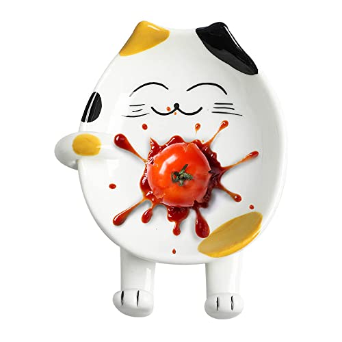 Cat Spoon Rest, Ceramic Cute Spoon Holder Rest for Stove Top, Cat Kitchen Accessories, Stove Holder Utensil Spoon Rest for Kitchen Counter (Yellow) - Thumbnail 6