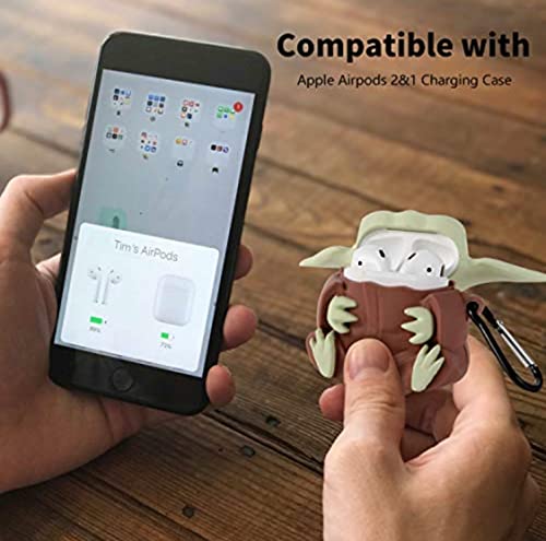 Generic2 Cute Airpod 1&2 Case, Silicone Cover With Keychain [Baby Yoda] #TOP3