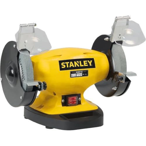 STANLEY - Amoladora de banco profesional 2 muelas Ø150 mm Grano de 36 y 60 Base de hierro fundido antivuelco