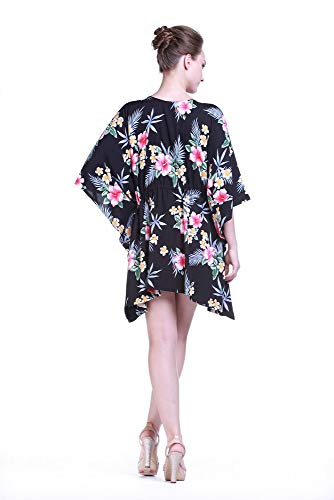 Image of Family Matching Hawaiian Clothes, Hibiscus Black | Black Hibiscus Print • Soft Rayon Fabric • Family Matching Outfits • Vacation Ready • Luau Party Wear