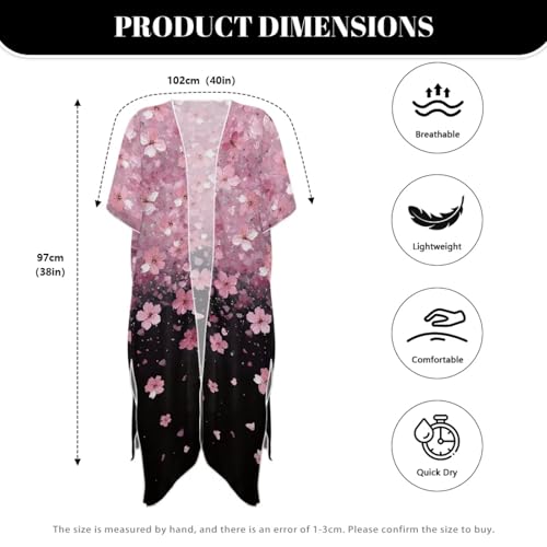 Pareos de playa para mujer kimono largo talla grande cárdigan holgado Poceacles 6