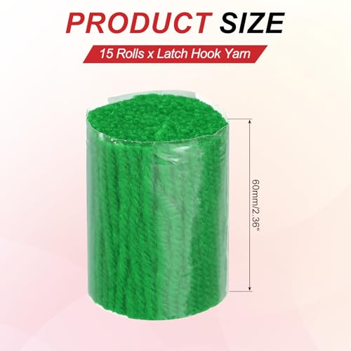 Image of MECCANIXITY 15 Rolls Latch Hook Yarn, 3mm Deep Green Latch Hook Kit Yarn Precut Hook Rugs Making Crochet Bundles for Rug Adults Beginners Tapestry DIY Craft