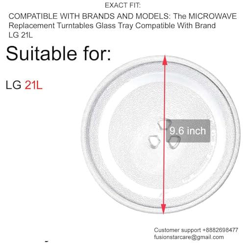 Image of FUSION STAR 9.6 inch Turntable Suitable for LG 21 litres Models Microwave Oven Turntable Glass Plate /Tray, Only for LG 21 (Size 9.6 inch /24.5 cm /245 mm)