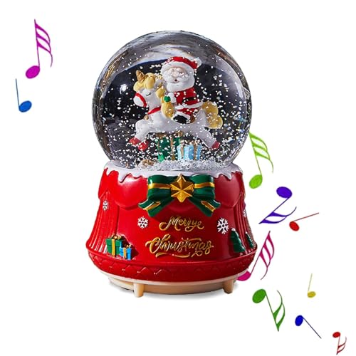 Christmas Revolve Snow Globe?Santa Claus Decorative Light?6 Inch Musical Snow Globe with Music and Color Changing Lights for Daughter Girls Girlfriend Women Son (Santa Claus Unicorn)
