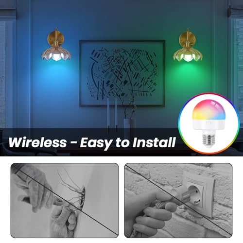Image of Vintage Glass Sconces, Battery Operated Wall Light with Remote, Rechargeable Wall Sconces RGB, No Socket Required, Easy to Install, Vintage Wall Sconce for Bedroom, Hallway, Aisle