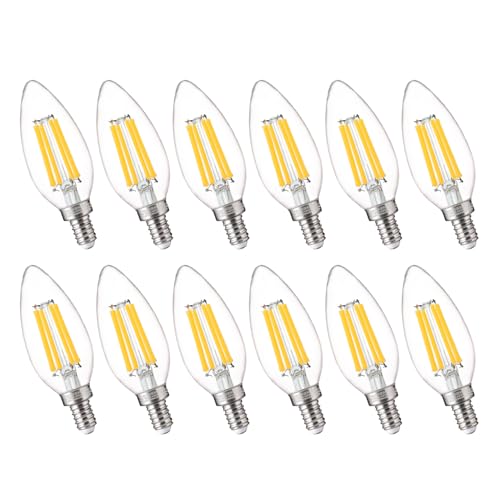 Image of FLSNT 100W Equivalent Candelabra LED Bulbs 5000K Daylight, Dimmable LED Chandelier Light Bulbs for Dining Room, Living Room, Porch, 800LM, E12 Base, 12 Pack UL,CA65 Listed.