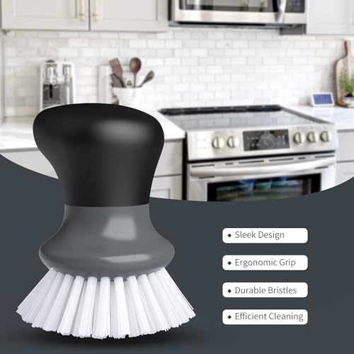 MR.SIGA Dish Scrub Brush, Palm Brush Dish Scrubber with Ergonomic Grip, Kitchen Brushes for Dishes, Gray, Pack of 2 - Thumbnail 6