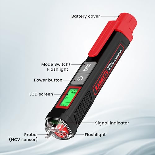 KAIWEETS Voltage Tester/Non-Contact Voltage Tester with Signal Percentage, Dual Range AC 12V/70V-1000V, Live/Null Wire Tester, Electrical Tester with LCD Display, Buzzer Alarm, Wire Breakpoint Finder by KAIWEETS - Used condition - Image 8