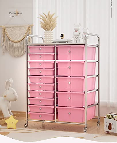 Carrello Multiuso Nero con Ruote, Dotato di 15 cassetti e Piano d'appoggio. Versatile, Ideale per riporre Oggetti Artigianali, organizzare L'Ufficio, allestire Uno scaffale per Par