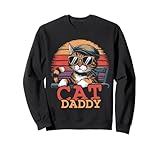 cat daddy vintage style cool cat dad father sunset retro men felpa