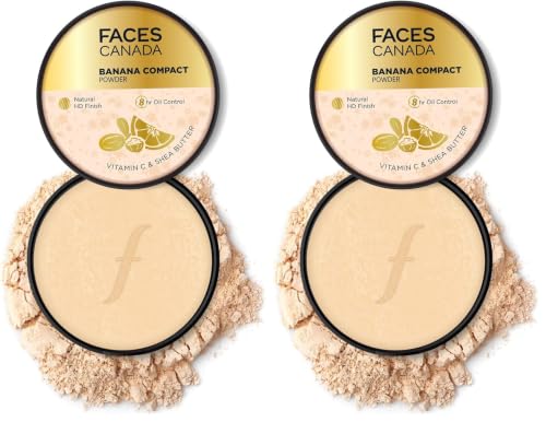 Image of FACESCANADA Banana Compact Powder For All Skin Types 9G|8Hr Oil Control Complexion Enhancer|Smooth Matte HD Finish|Translucent Powder Sets Makeup|Blurs&Conceals|Radiant Flawless Skin|Vitamin C,Cream