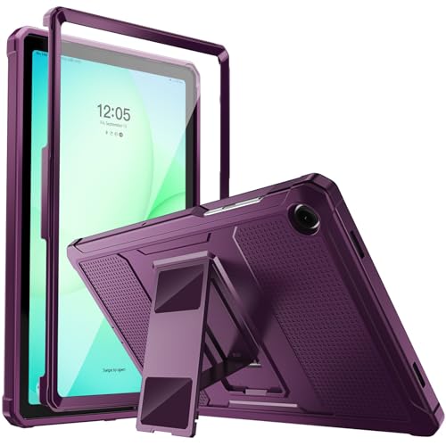 MoKo Funda para Galaxy Tab A11+ Plus/A9+ 11 Pulgadas 2025/2023 - Shockproof Híbrido Resistente Smart Cover Case para Choque con Protector de Pantalla Incorporado, Morado Oscuro