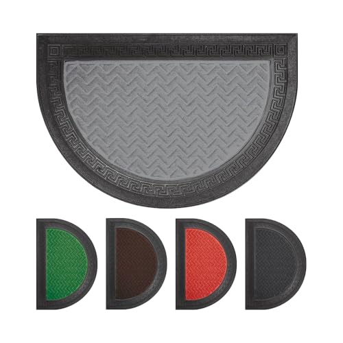 Olivo.shop | Paillasson d'entrée extérieur en demi-lune gravé | Fond et bord en caoutchouc antidérapant, base en moquette absorbante, résistant à l'eau,...
