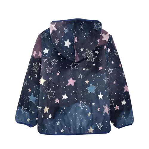 Starry Night Sky with Twinkles Toddler Fleece Jacket Girl Boys Hooded Fleece Jacket Coat Warm Outwear Zip-up 3-10T2