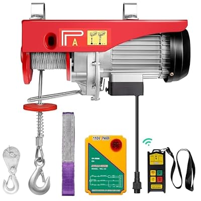 Electric Hoist, 1150W Electric Steel Wire Winch with Wireless Remote Control, 39FT Lifting Height with Pure Copper Motor, 1320lbs Lifting Capacity, for Factories, Warehouses