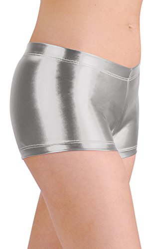 DanzNmotion by Danshuz Girl's Metallic Shorts M SILVER