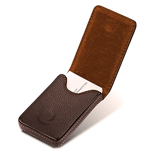 Ocadux Visitenkartenetui aus PU-Leder für Männer oder Frauen, Visitenkartenetui mit Magnetverschluss, V-Kaffee, Classic