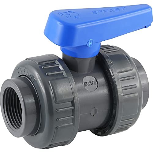 Fittingteile - Válvula de bola para agua - válvula de plástico PVC U hasta 16 bar (tamaño de la rosca: Rp 1-1/4") Cover