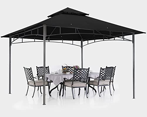 ABCCANOPY 3.35x3.35m Patio Pavillon für Patios Doppeldachweichdach Garten Hinterhof-Pavillon für Schatten und Regen,Schwarz – Bild 6