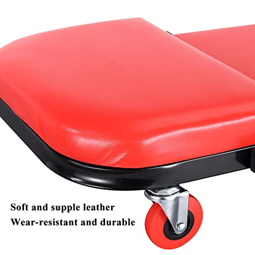 Waeyz Foldable Creeper, Heavy Duty Rolling Pneumatic Creeper Garage, Padded Adjustable Mechanic Stool With Tool Tray Storage, 360 Degree Swive Caster (Color : Red, Size : 100 * 40Cm) #TOP2