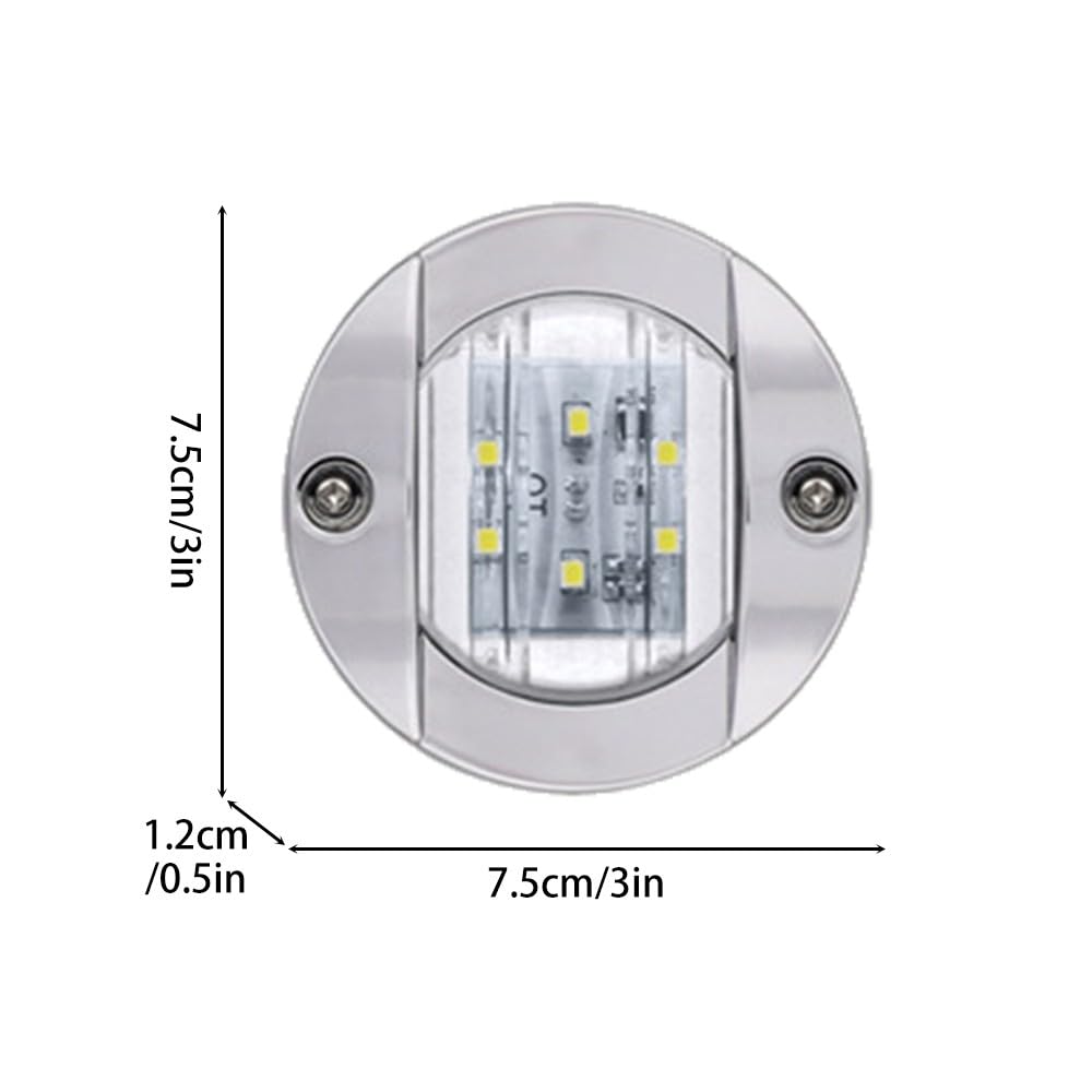 DONGKER Lot de 6 Feux Marins Ronds,Feux Navigation Bateau,DC 12 V 6 W LED Étanches pour Ponton,Bateau,Yacht