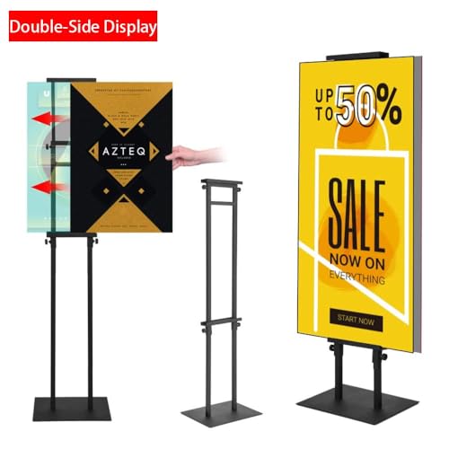 Image of Poster Stand for Display Pedestal Sign Stand,Adjustable Floor Standing Sign Holder,Heavy Duty Banner Stand with Base Height Up to 75 inch Double-Sided for Board & Foam Sign (Double-Pole Poster Stand,6Pack)