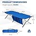 TANGZON Folding Camp Bed for Adults, Extra Wide Portable Camping Cot with Carry Bag, Heavy Duty Sturdy Sleeping Cot for Travel Beach Office (204kg Capacity, with Side Pockets, Blue, 190x73x42cm)