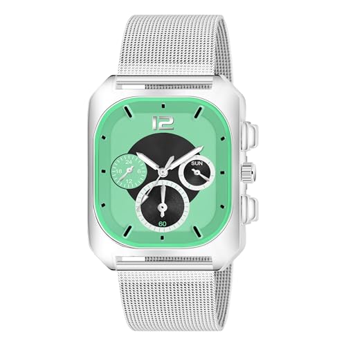 Image of Shocknshop Analog Square Dial Mesh Stainless Steel Strap Watch for Men and Boys -WCH186