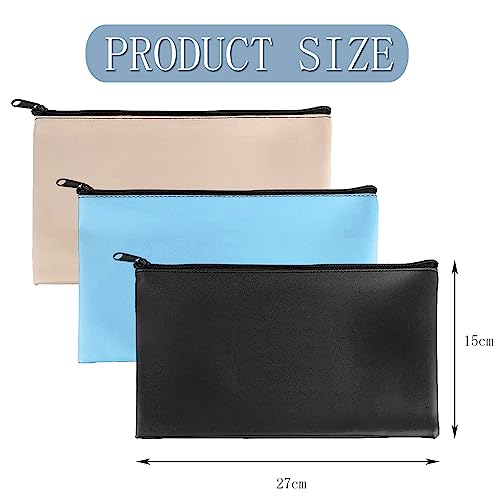 Geldbeutel Bank Taschen, 3 Stück Banktasche, Bankmappe PU Banktasche A5 Dokumente Geldmappe Banktasche mit Reißverschluss 29 x 16 cm für Schule Haushalt Geschäftlich