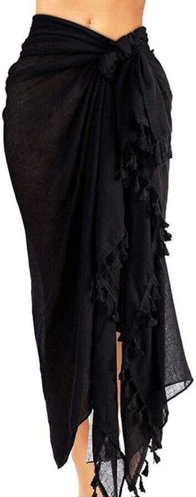 Hanaoops Women Beach Pareos Sarong Bikini Cover Ups Beachwear Long Swimsuit Cover Up Tassel Beach Dress for Women Bathing Wrap Skirt