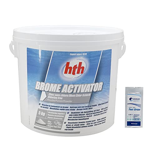 HTH Brome ACTIVATOR Oxygen Shock Granulés - 5kg | Activateur de Brome - Oxygène Actif Choc - Désinfection Choc sans Chlore - Dissolution Rapide + 10 Tests HPS OFFERTS 6 en 1