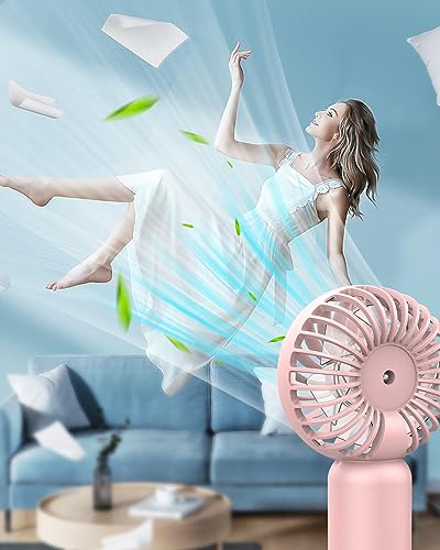 Image of ARCTICOOL High Speed Portable Fan - 100 Speed Adjustable Mini Fan - With Screen Display Hand Fan - Lightweight Design, Low Noise, and Easy Portability for Indoor and Outdoor Use (Light Pink)