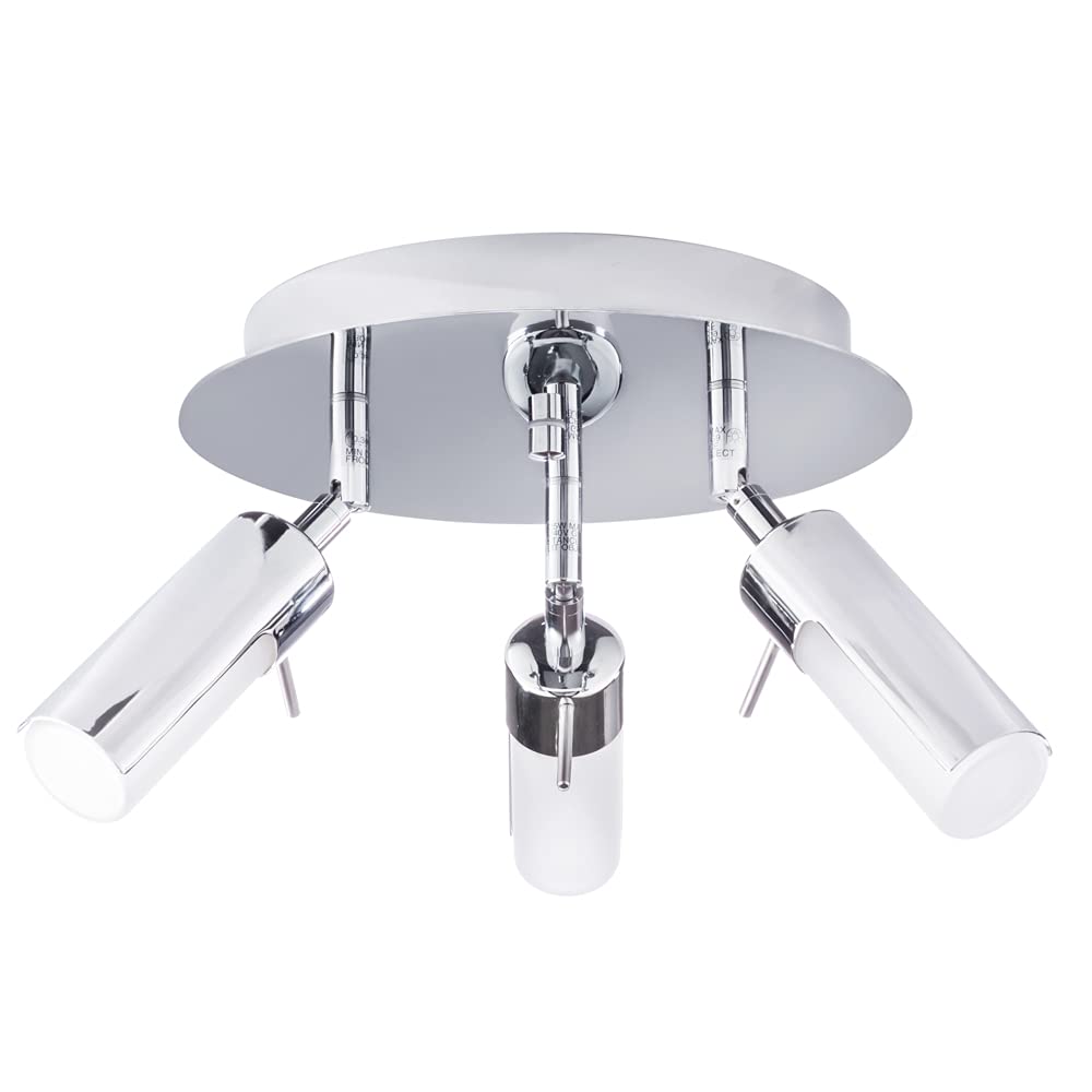 Litecraft Polished Chrome Palma Spotlight Plate Bathroom 3 Light With Frosted Glass Shade